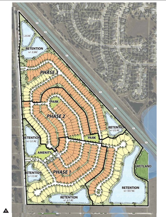 Hanover Land Company busca la zonificación de PUD para un vecindario residencial llamado Tierra Vista en CR 33 junto a la autopista de peaje de Florida en Leesburg. (Plan de sitio por consultores GAI)