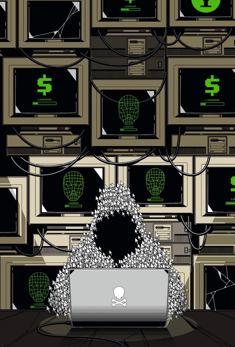 Hacker delante de una computadora. 