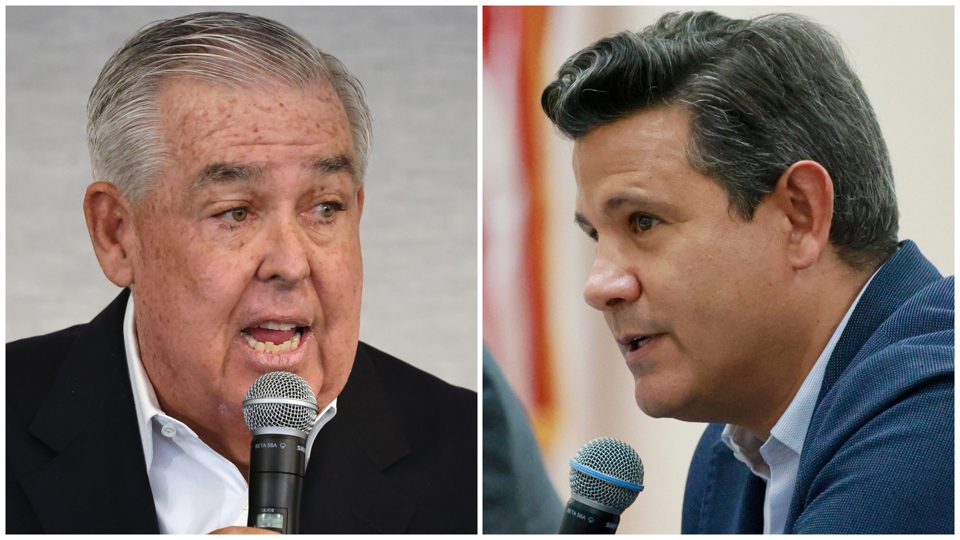 John Morgan, un destacado abogado litigante y posible candidato para el gobernador de Florida, y el senador estatal Jason Pizzo, quien dice que se postula para gobernador como independiente. (Orlando Sentinel & Sun Sentinel File)