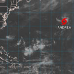 Forma la tormenta tropical Andrea, se convierte en la primera tormenta de la temporada de huracanes del Atlántico