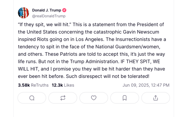 Trump vía truth social