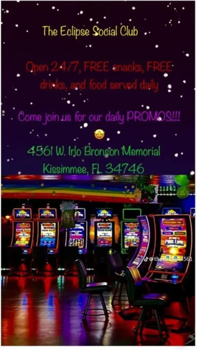 En el Tiktok del club, Eclipse Social Club promovió repetidamente el juego. Los fiscales estatales dicen que Eclipse Social Club operó en 4561 West Ille Bronson Memorial Highway en Kissimmee desde junio de 2022 hasta agosto de 2024. (Tiktok)