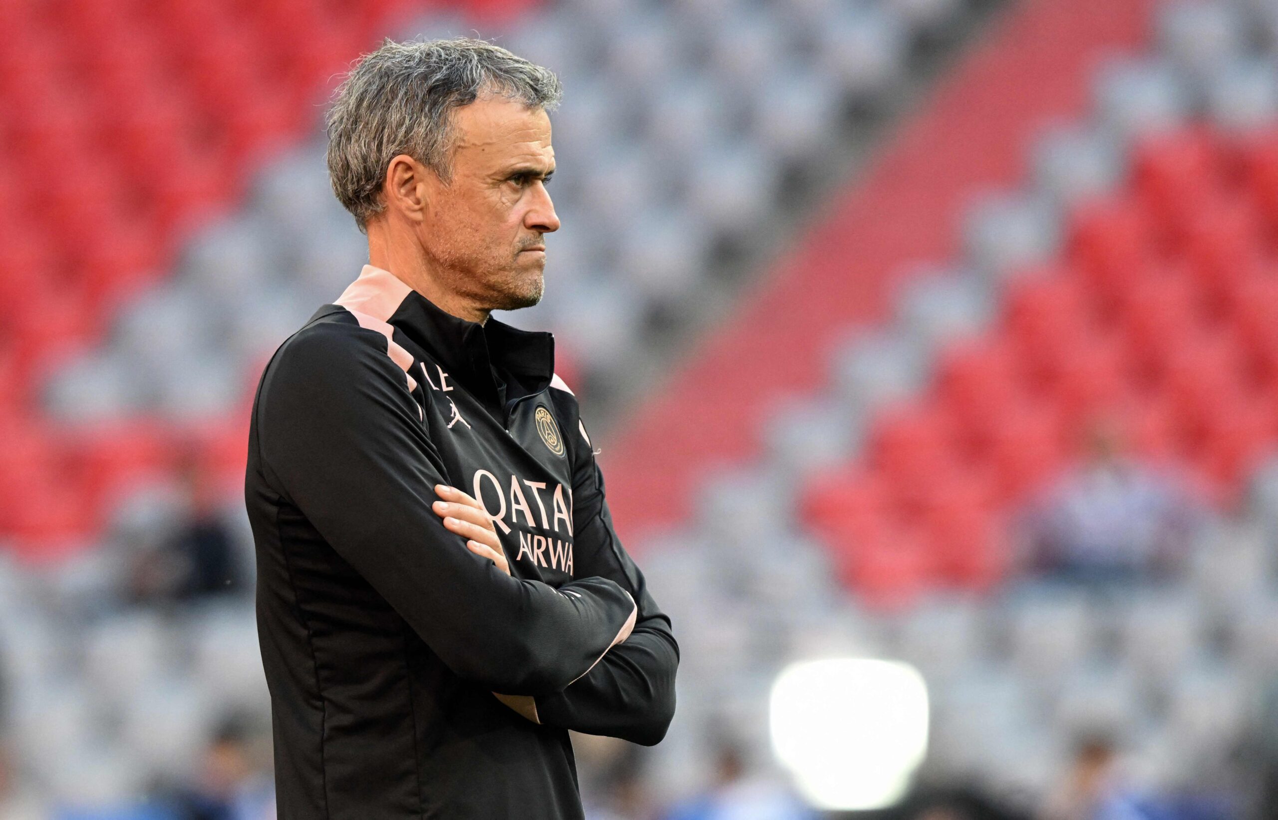 Paris Saint-Germain's Spanish headcoach Luis Enrique attends the MD-1 training session on the eve of the UEFA Champions League final football match between Inter Milan and Paris Saint-Germain (PSG) in Munich, southern Germany, on May 30, 2025. (Photo by Tobias SCHWARZ / AFP)