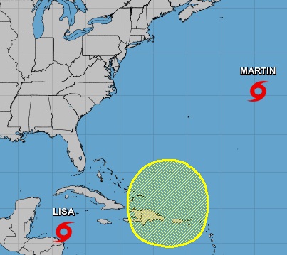 Como se espera que las tormentas tropicales Lisa y Martin se conviertan en huracanes, los meteorólogos están monitoreando otra área cercana al Caribe.