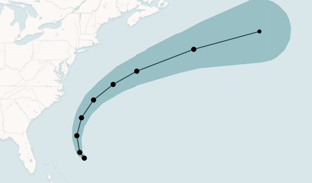 Mapa: aquí está la última ruta de pronóstico del huracán Erin