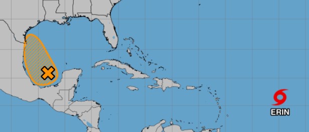 La perspectiva tropical a partir de las 2 pm del jueves 14 de agosto de 2025. (NHC)