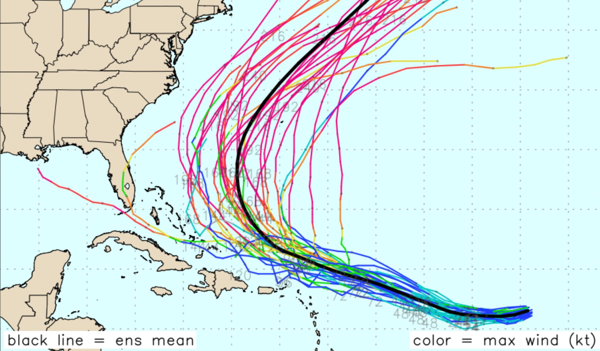 Los modelos de computadora muestran más confianza de que la tormenta tropical Erin se intensificará en un huracán, pero girará hacia el norte antes de llegar a la costa de los Estados Unidos. (Weathernerds.org)