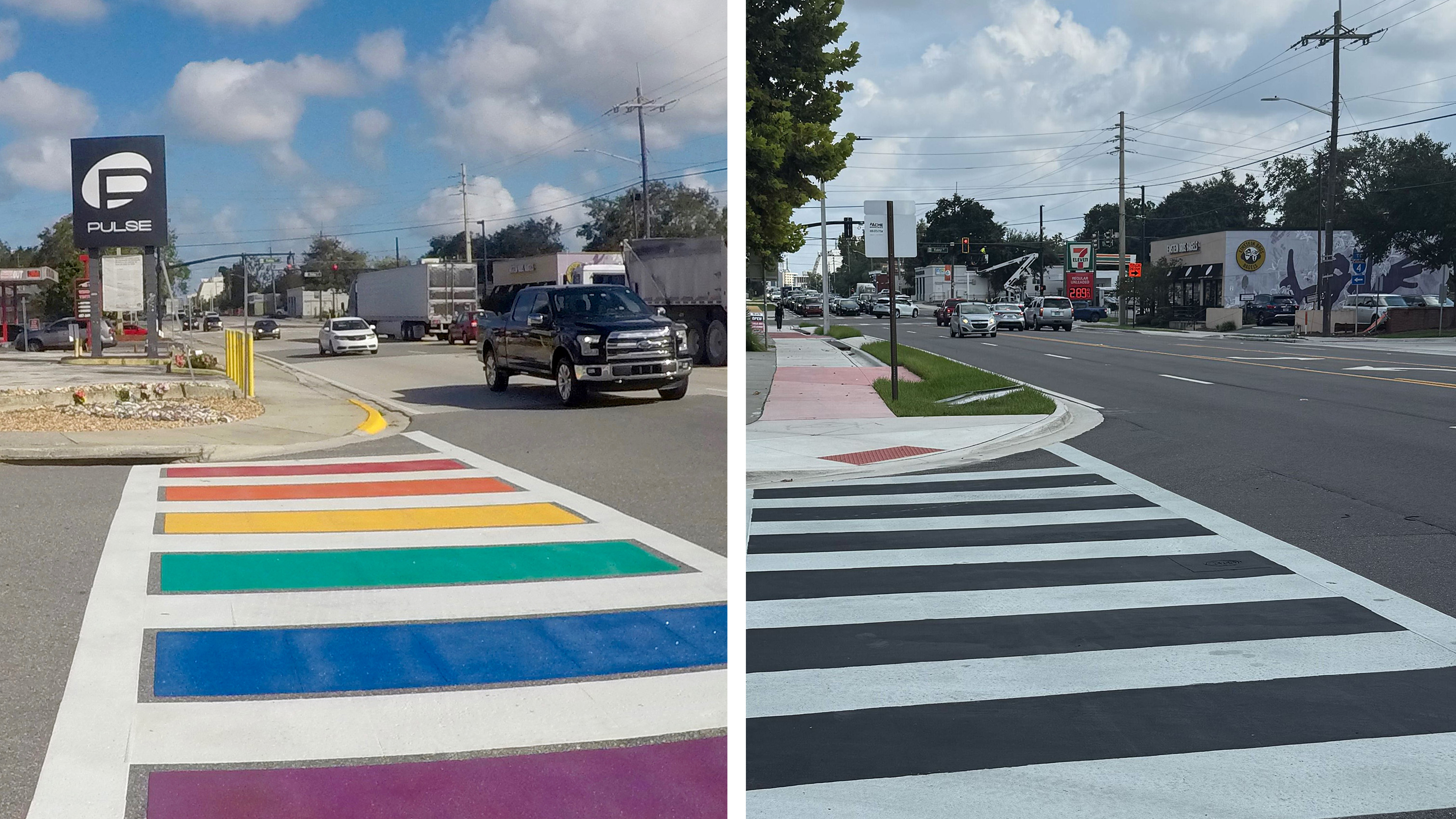 Se eliminó un cruce de rínulas cruciales durante la noche fuera del club nocturno de Pulse en Orlando, uno de los sitios LGBTQ más importantes en Florida, como parte del objetivo de los funcionarios de transporte estatales y federales de limpiar