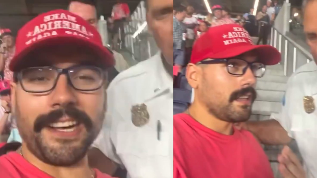 Aficionado en partido de St. Louis es expulsado por tener una gorra de MAGA: “Trump no es bienvenido”