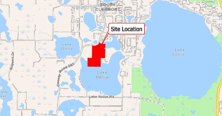 La subdivisión está planificada en 154 acres justo al lado de Lakeshore Drive al sur de Clermont. (Mapa de Appian Engineering)