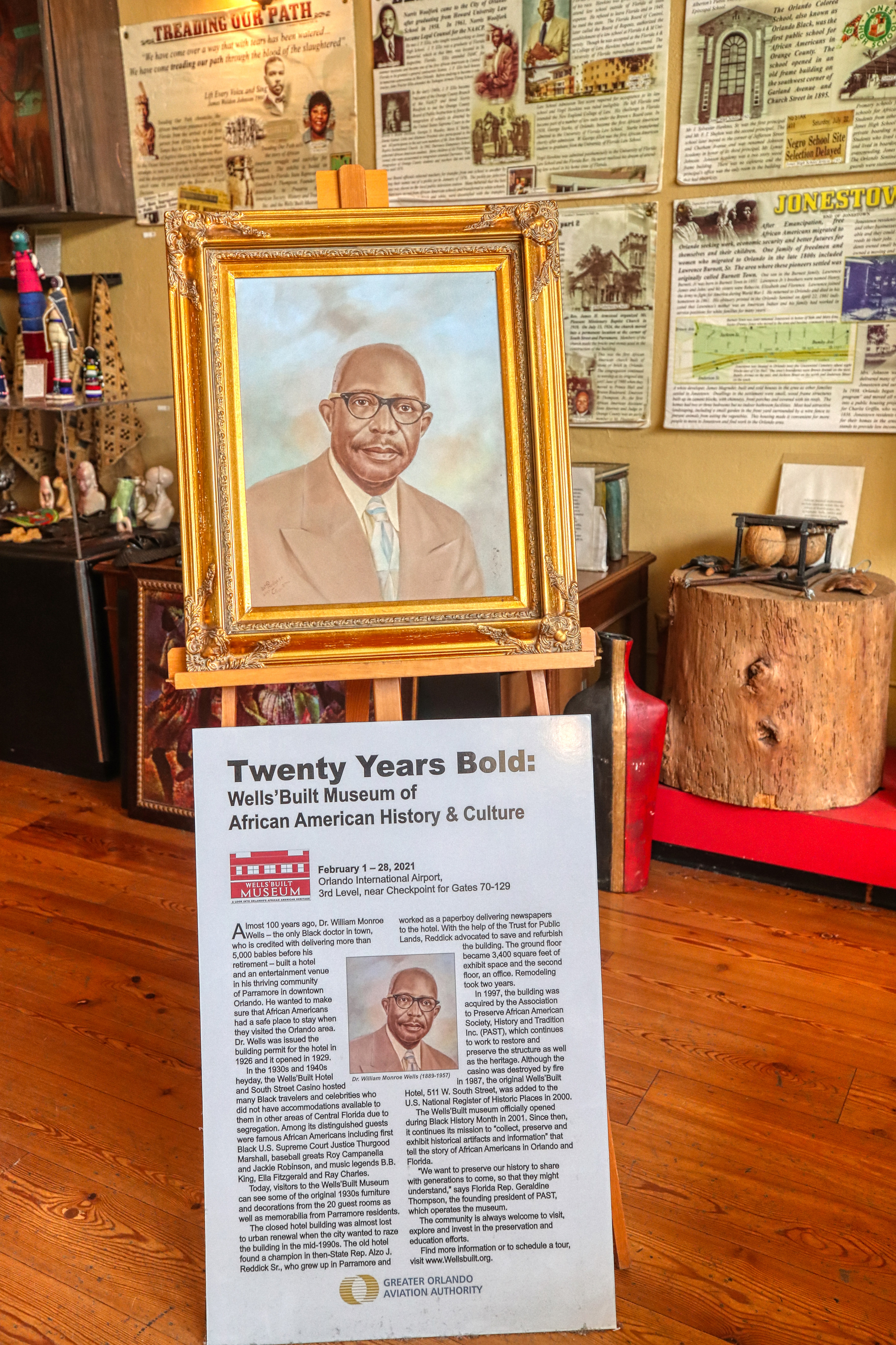 Exposición del Dr. William Monroe Wells en el Wells'Built Museum en el centro de Orlando, el martes 14 de mayo de 2024. Eatonville es uno de los sitios propuestos para albergar el Museo de Historia Afroamericana del estado de Florida. (Ricardo Ramírez Buxeda/Orlando Sentinel)