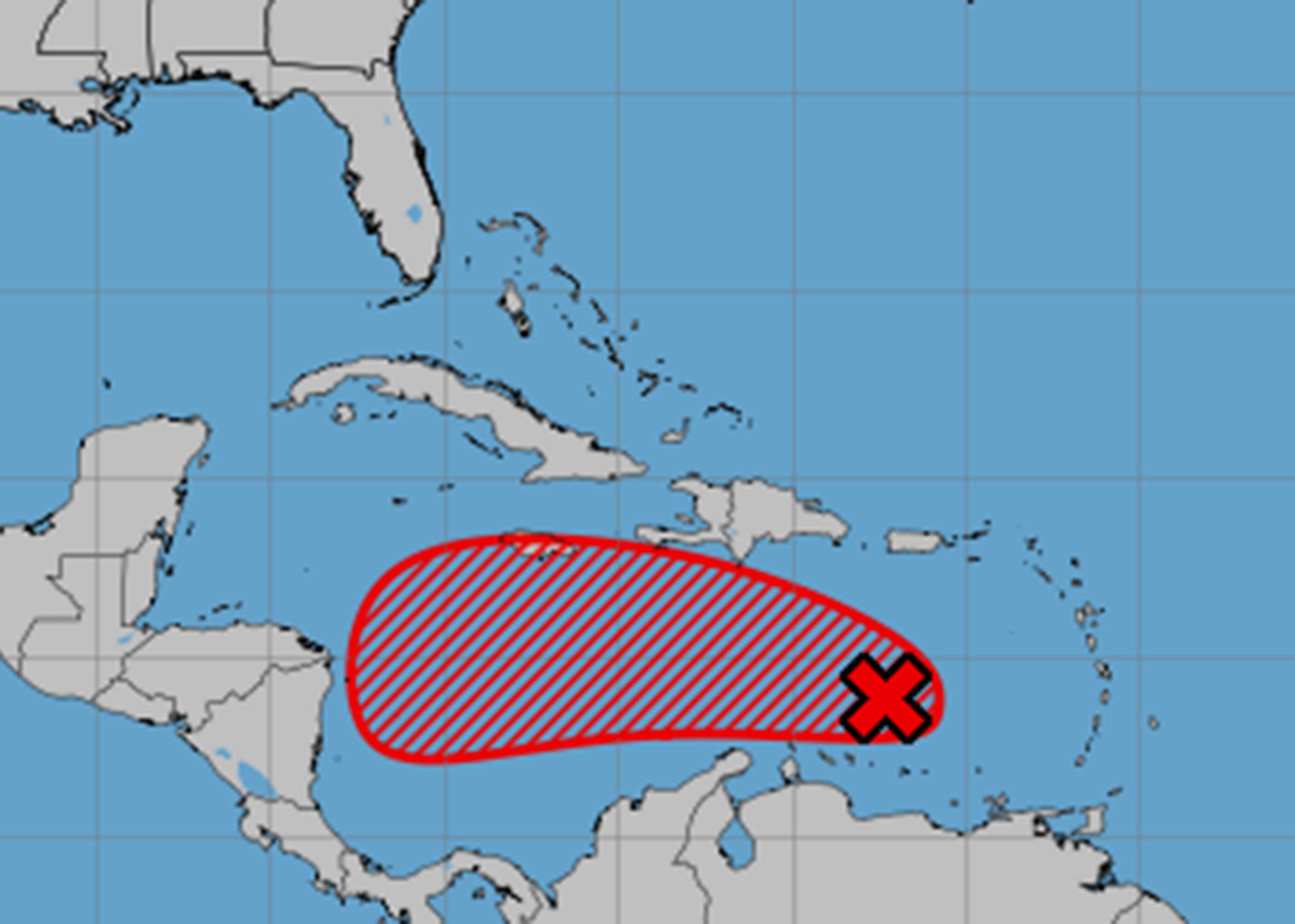El panorama tropical a las 2 p.m. del lunes 20 de octubre de 2025. (NHC)