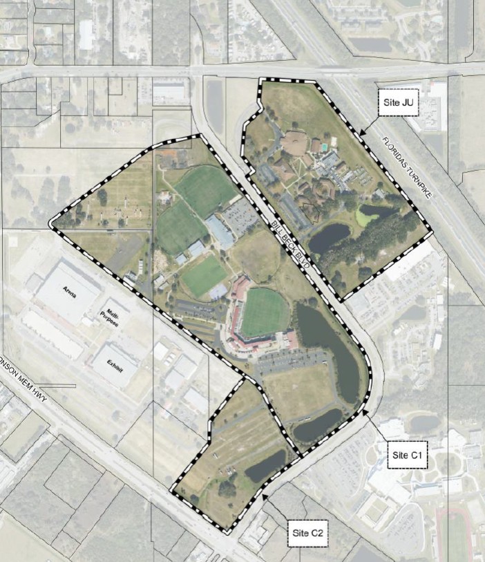 Los propietarios de Orlando City SC y Orlando Pride arrendarán el Sitio C-1 para un centro de capacitación ampliado en Osceola Heritage Park. El equipo comprará un terreno en el Sitio C-1 para un futuro hotel, restaurante y un campus médico. (Condado de Osceola)