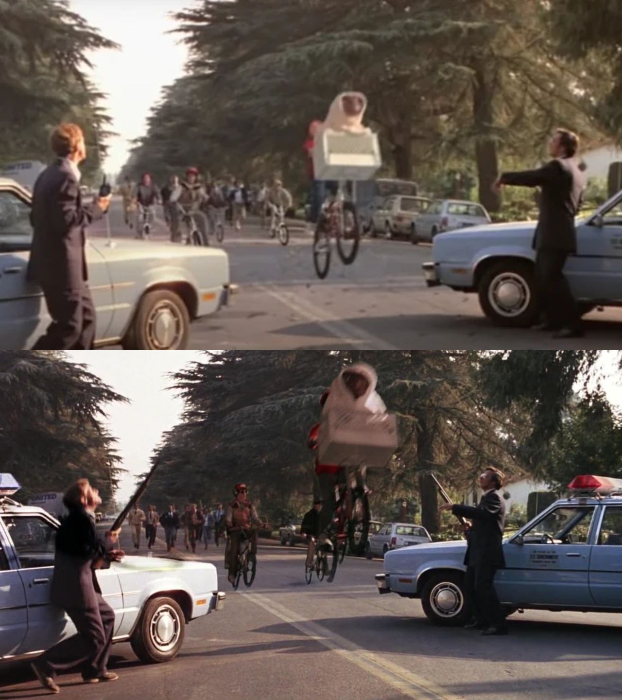 Arriba, la versión censurada. Abajo, la original.