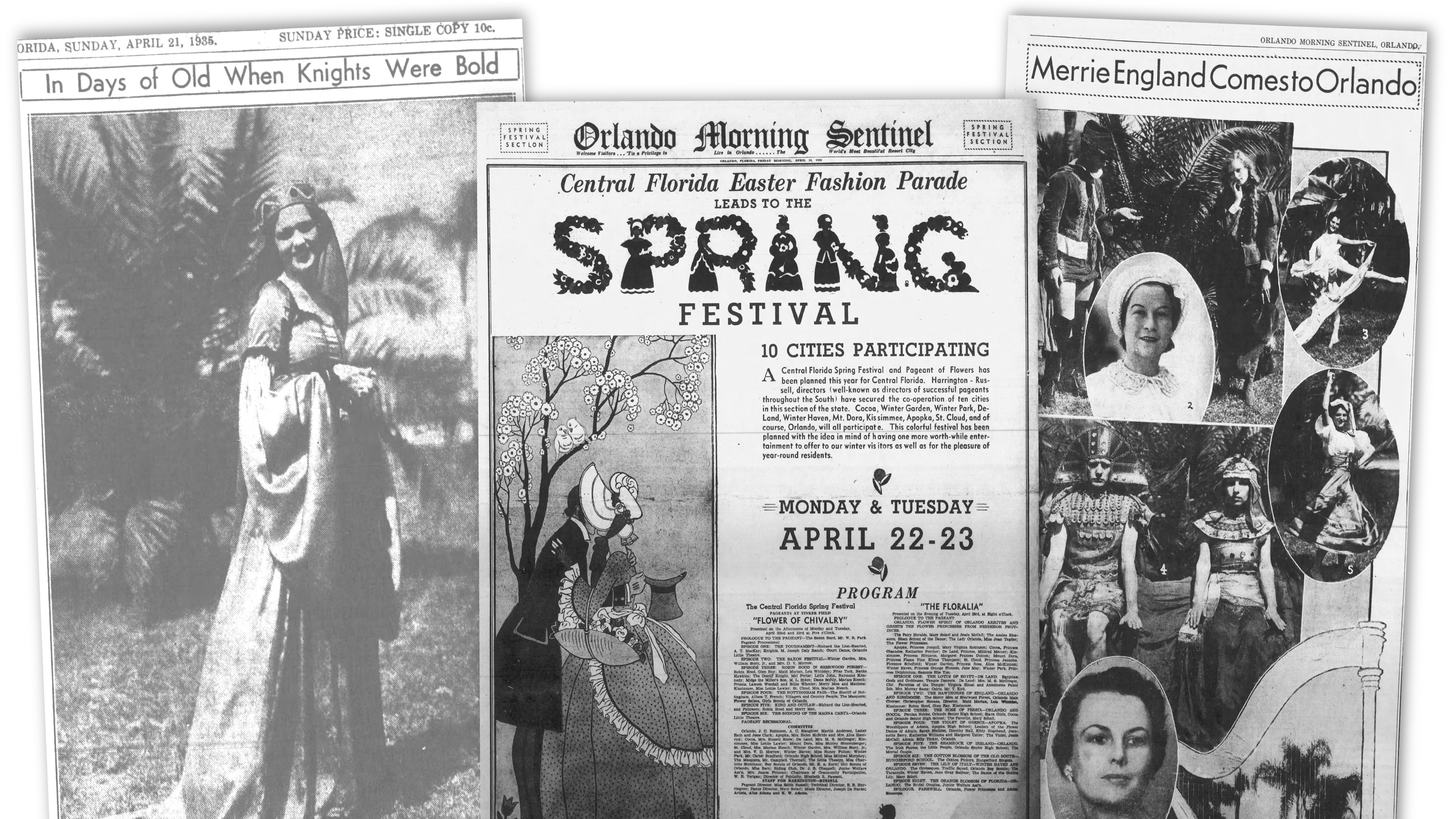 El Orlando Morning Sentinel publicó historias sobre el Festival de Primavera de Florida Central, un desfile de varias noches con temática floral en Tinker Field, que comenzó en 1935. (Archivo de Orlando Sentinel)