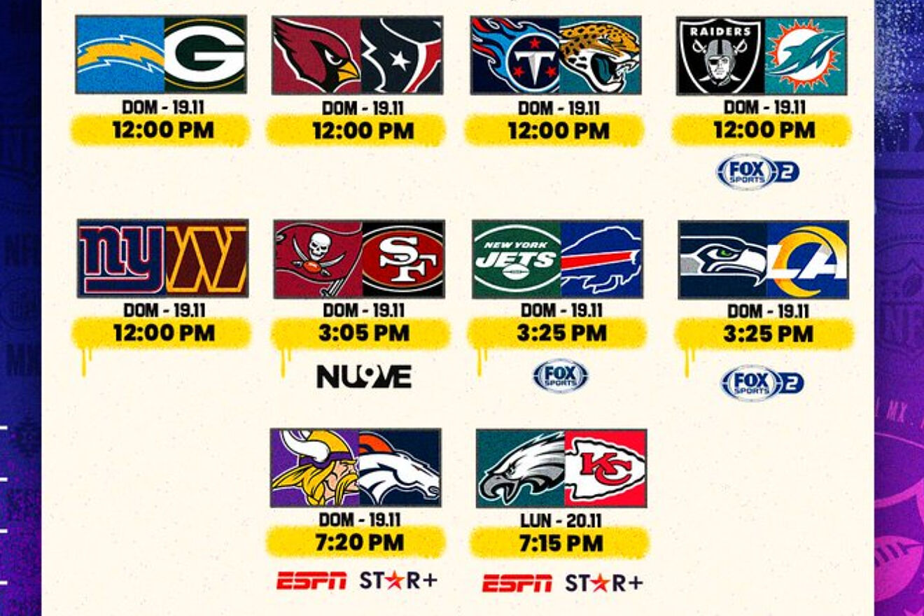 Partidos NFL HOY domingo 19