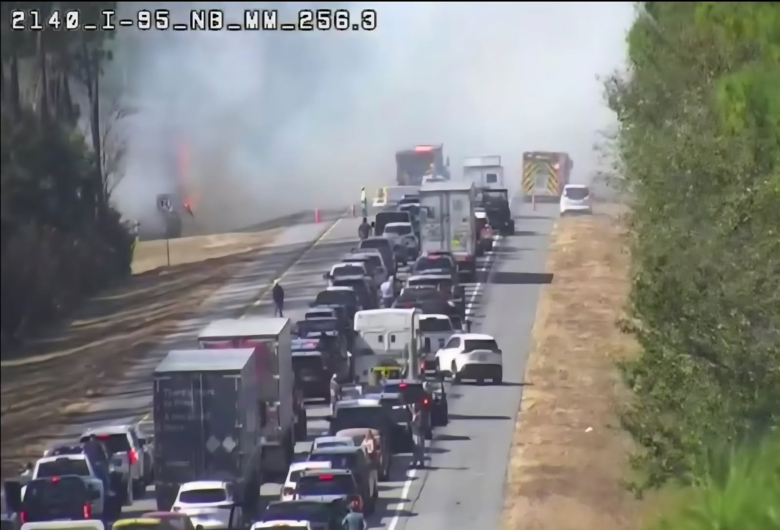 El domingo se produjeron varios incendios forestales en toda la región y se cerraron carreteras interestatales y del condado muy congestionadas, ya que las autoridades dicen que afectará a los asistentes a las 500 Millas de Daytona. En el condado de Volusia, la Interestatal 95 se cerró en ambas direcciones entre la Interestatal 4 y la State Road 400 en Daytona Beach y la State Road 421 en Port Orange el domingo por la tarde debido a un incendio forestal que comenzó con un incendio de vehículos a lo largo de la interestatal, dijo la Patrulla de Caminos de Florida. (Condado de Volusia)