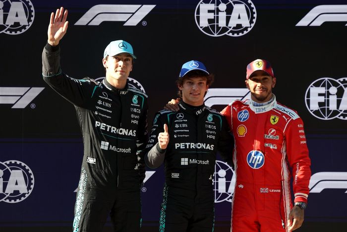 Lewis Hamilton, Ferrari, George Russell, Mercedes, Andrea Kimi Antonelli, Mercedes