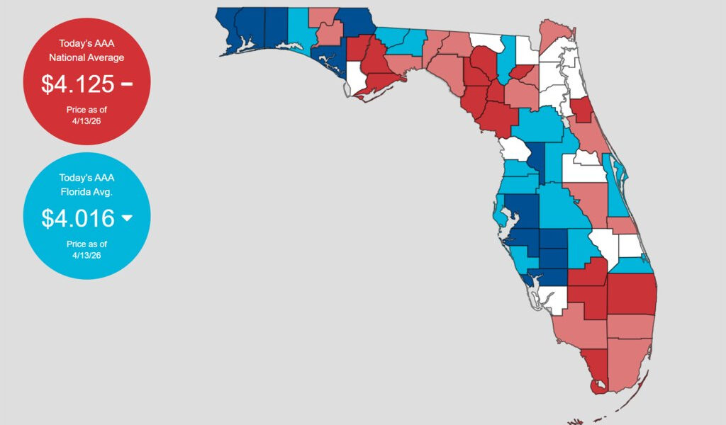 Los precios de la gasolina en Florida caen a poco más de $4 el galón, pero podrían volver a subir, dice AAA