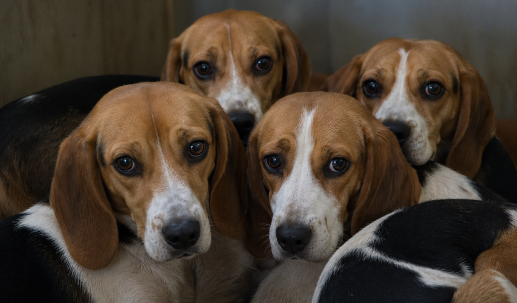 Beagles rescatados de laboratorio de pruebas llegan a Palm Beach para ser adoptados
