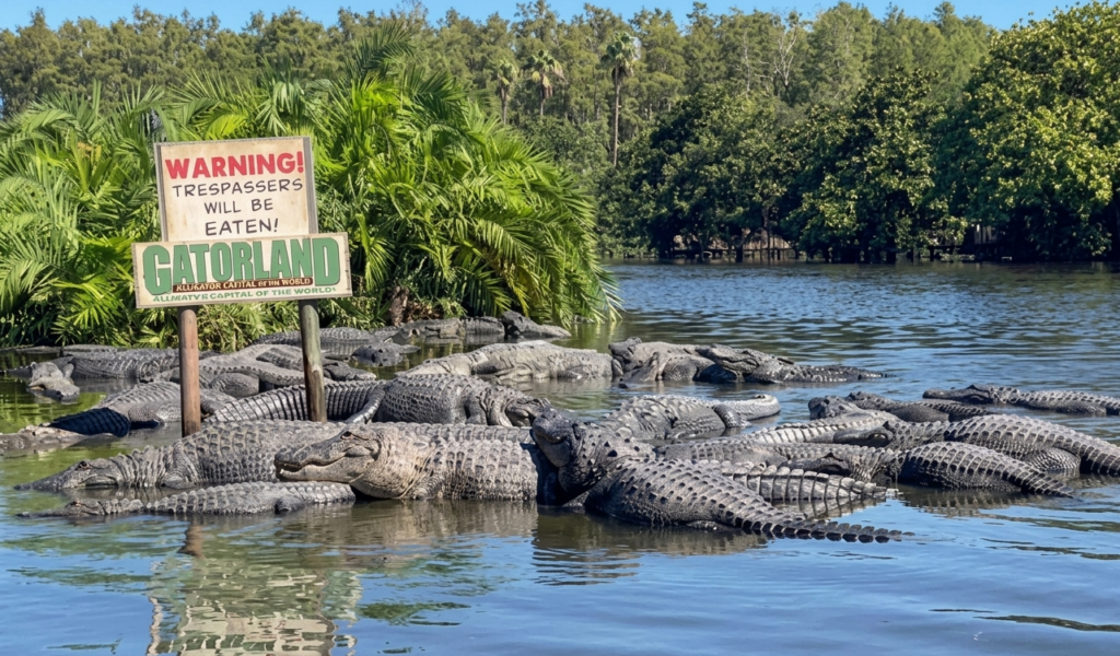 Enorme caimán devora a un ejemplar más joven en parque turístico de Florida