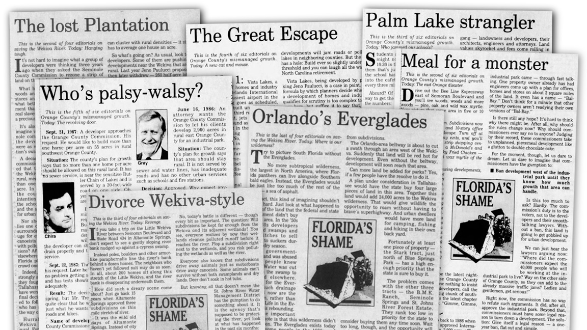 En 1987, el Orlando Sentinel publicó una serie de editoriales titulada